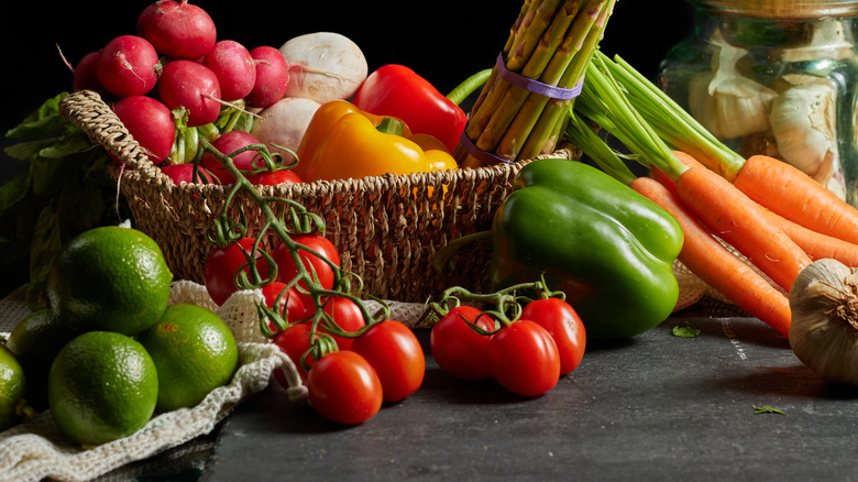 Fruits and vegetables in a basket