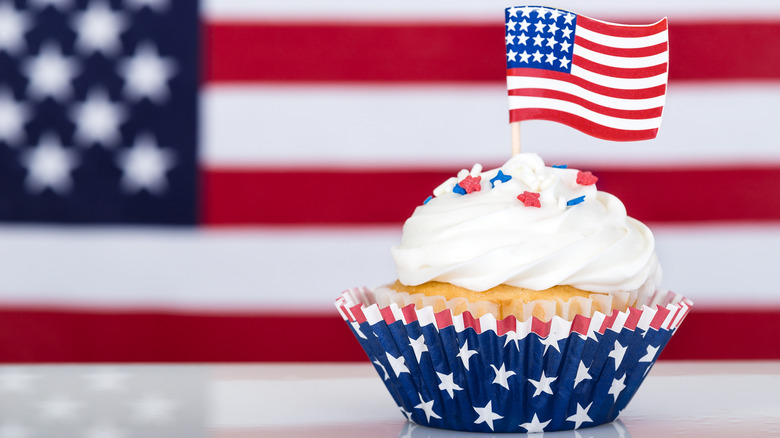 A cupcake with an American flag