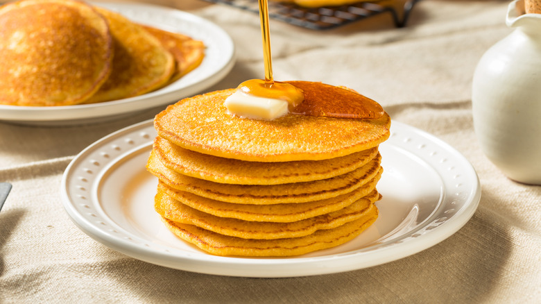 A plate of cornmeal pancakes