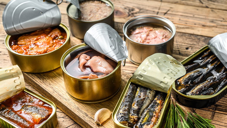 various open cans of fish