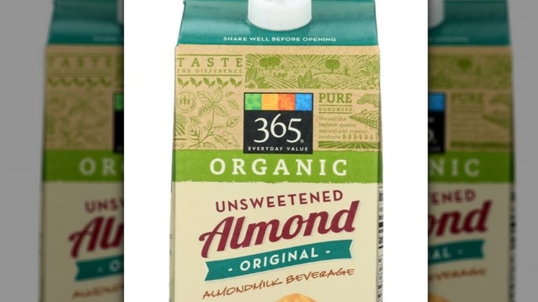Carton of unsweetened almond milk 
