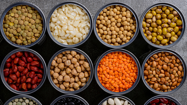 cans of beans and legumes