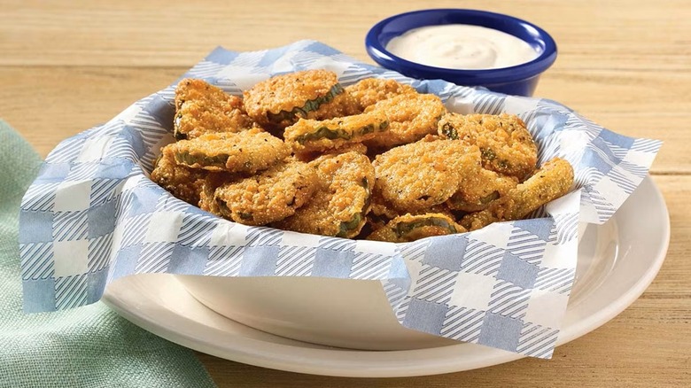 Basket of Cracker Barrel fried pickles