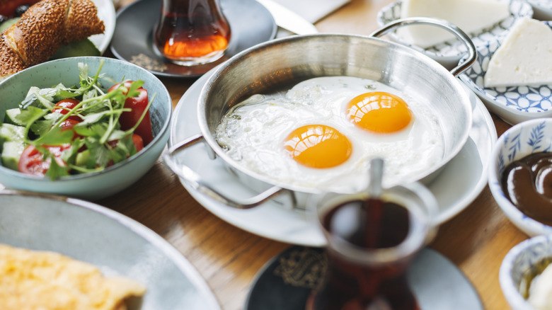 Restaurant sunny-side up eggs