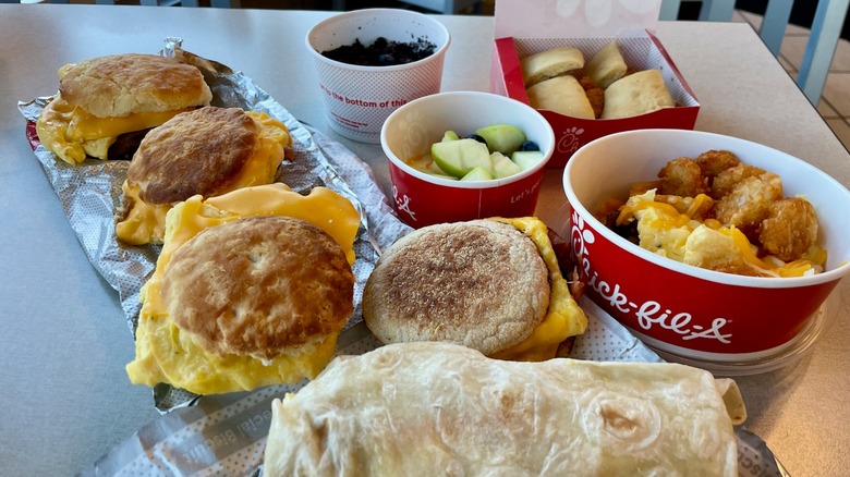 Assorted breakfast foods from Chick-fil-A