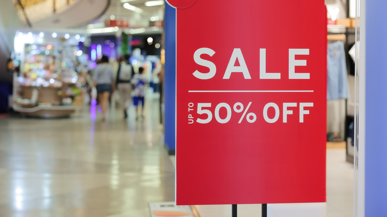 Sign saying "sale 50% off"