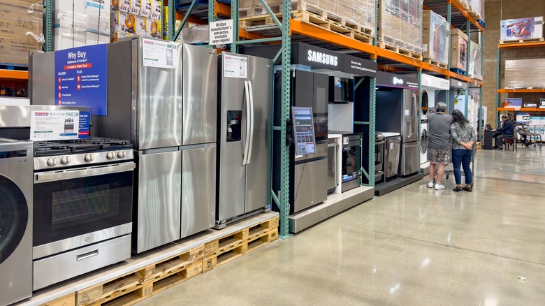 Refrigerators in a Costco store