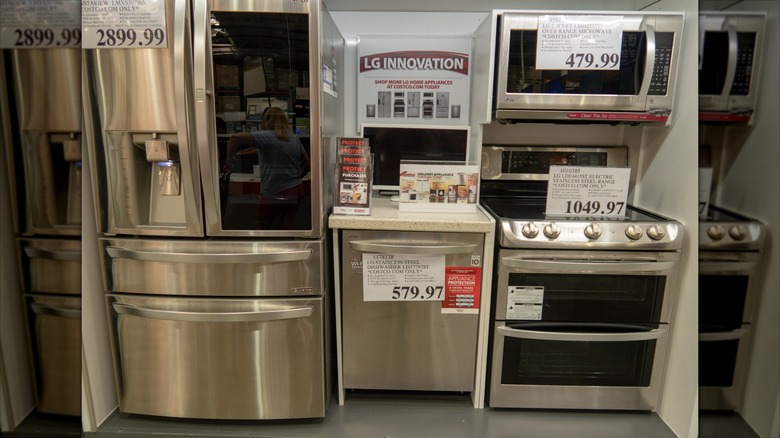 Silver kitchen appliances in Costco