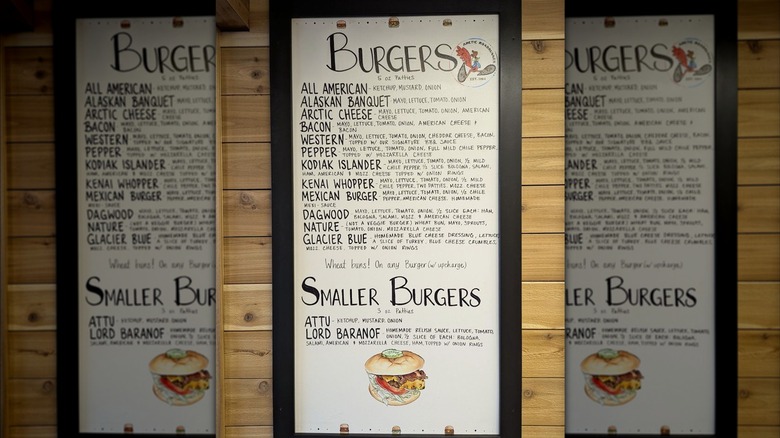 Burger menu at Arctic Roadrunner