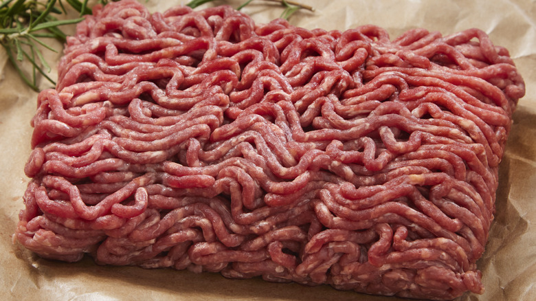 Rectangle slab of ground beef