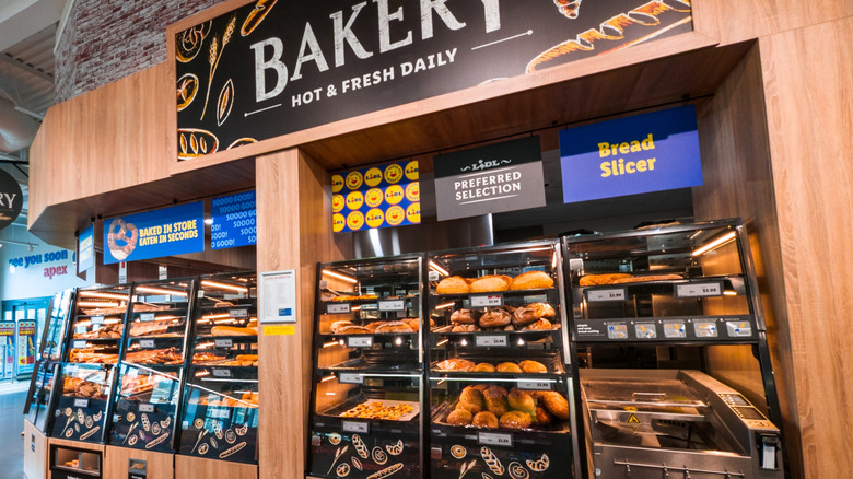 Lidl bakery section and bread display