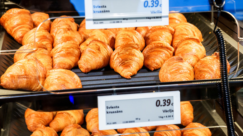 Lidl croissants on bakery tray display