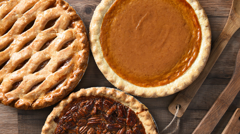 Overhead view of a variety of pies