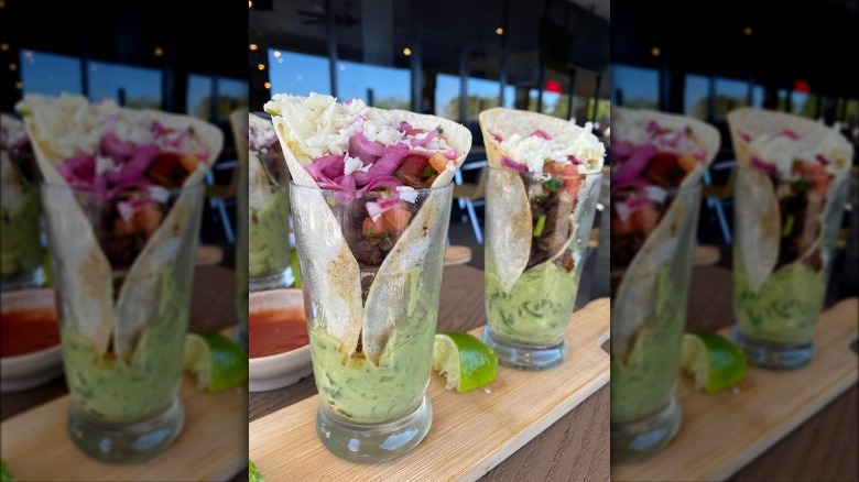 tacos served in glasses