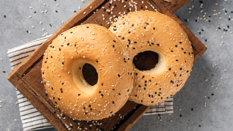 Two bagels with seeds