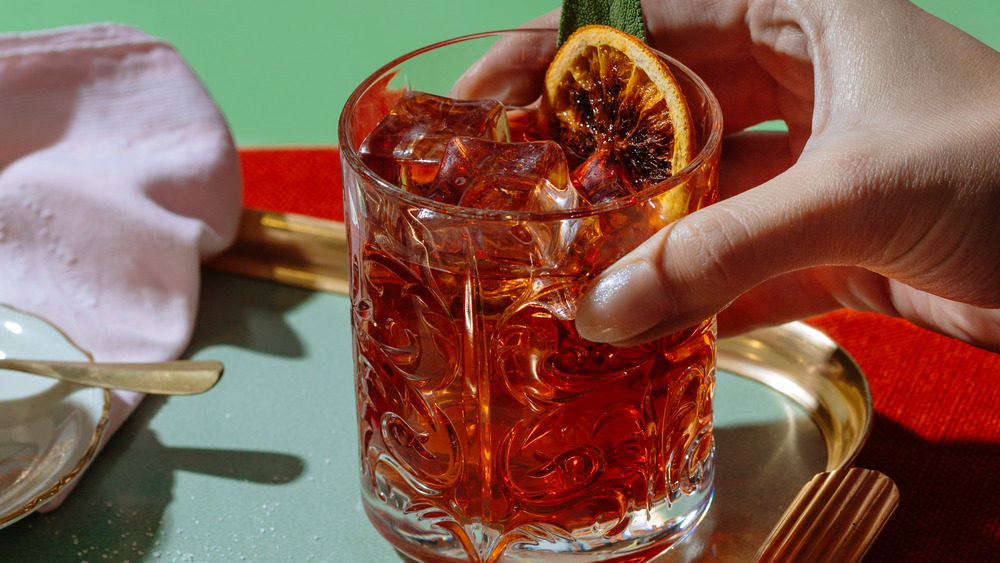 Negroni cocktail over ice