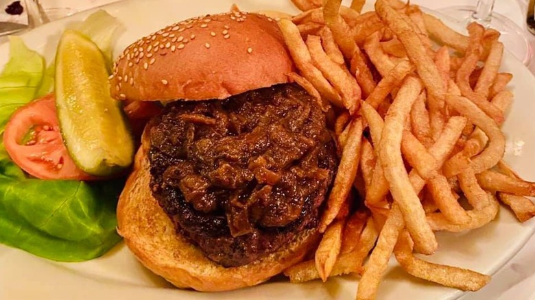 Burger and fries at Minetta Tavern