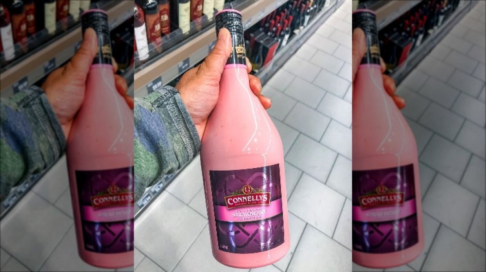 A bottle of Aldi's Connellys Strawberry Country Cream