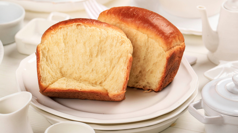 brioche bread on white plate