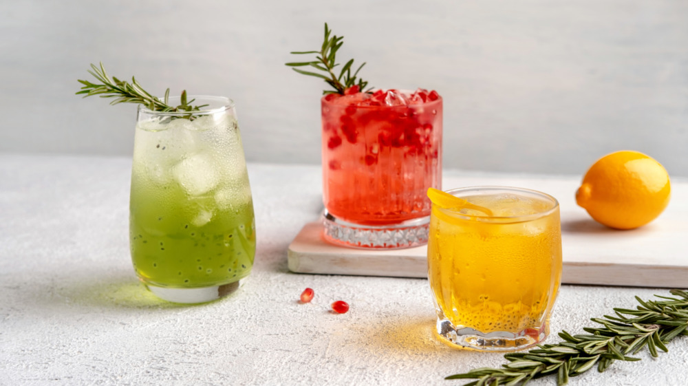 Mix of cocktails on countertop