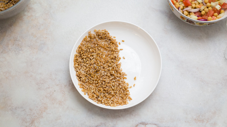 white bowl with farro