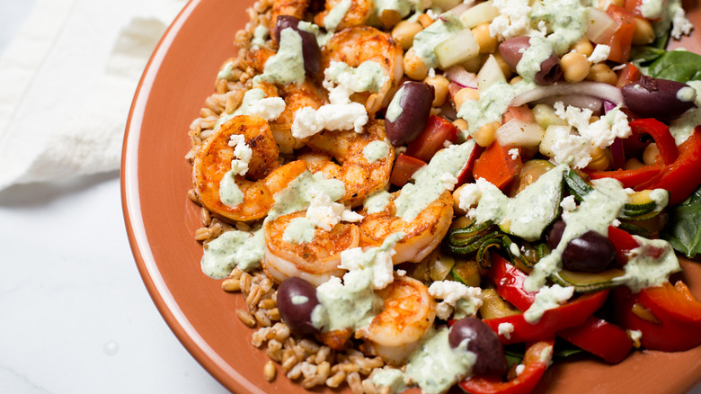 colorful shrimp bowl on table