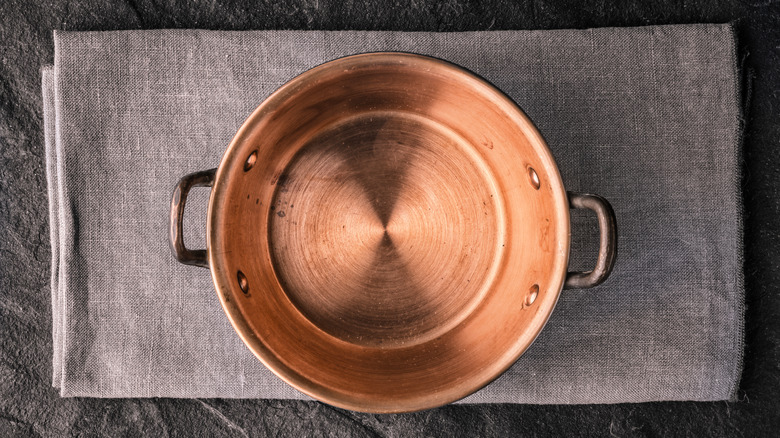 Copper pan from above