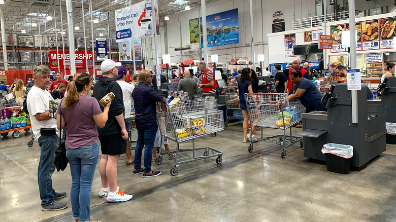 waiting in Costco checkout line