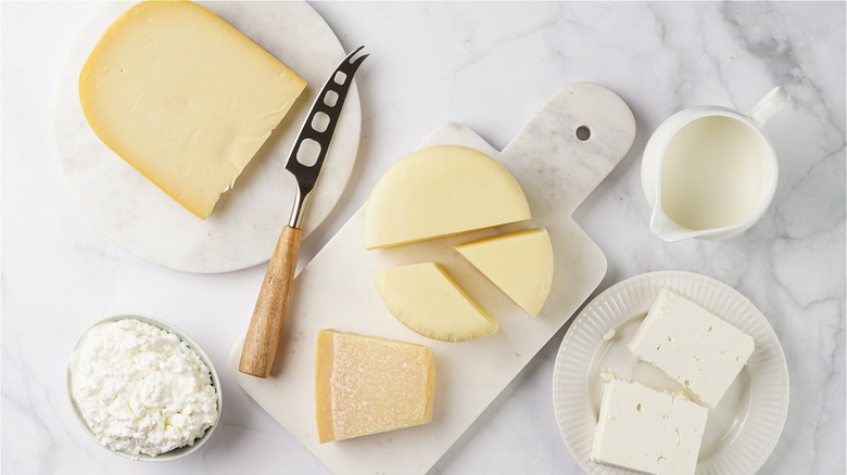 plates of cheeses