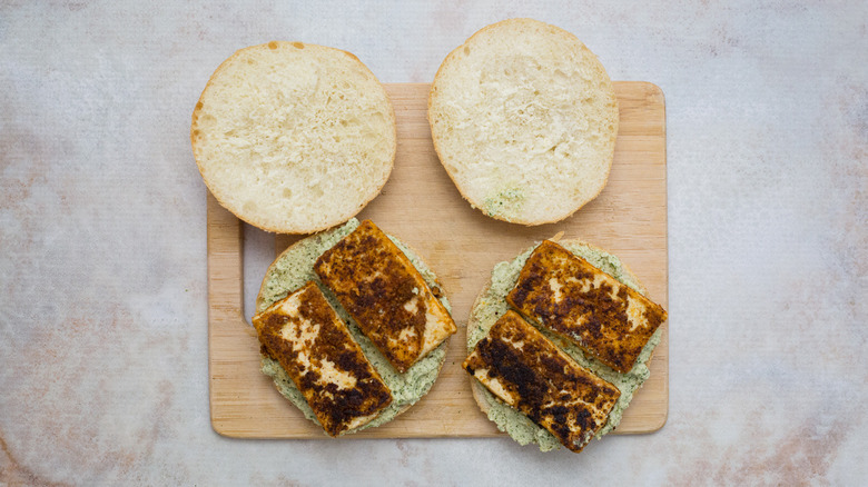tofu sandwiches on board