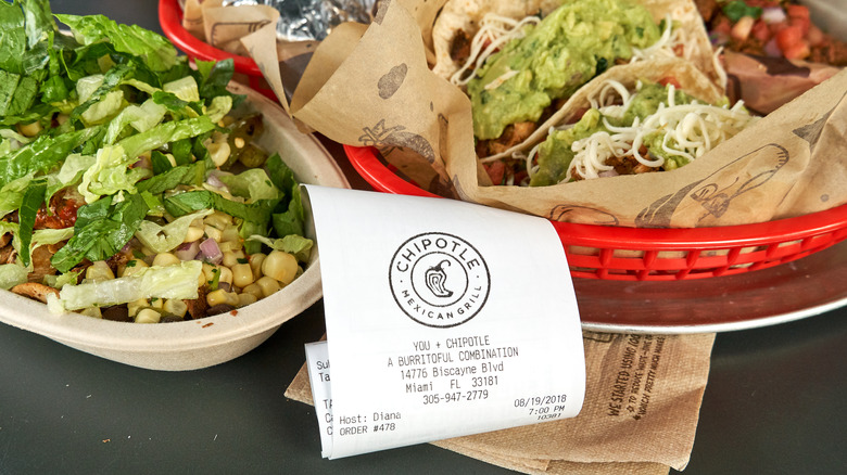 Chipotle food with receipt