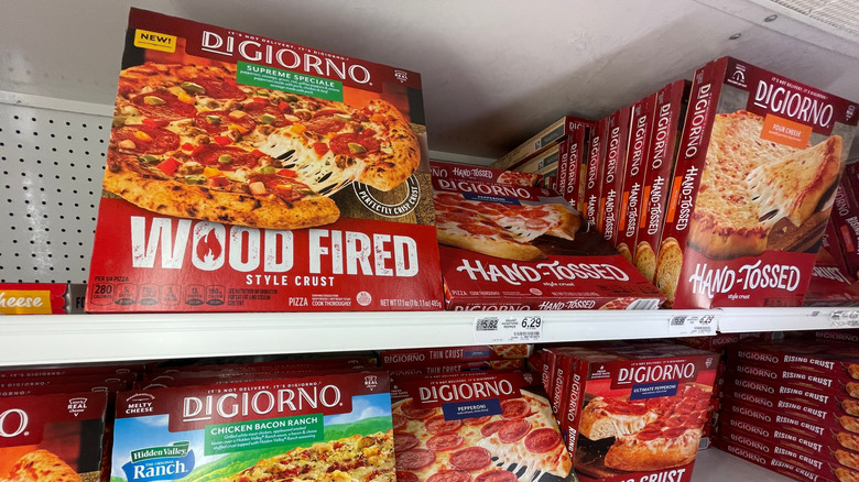 DiGiorno pizza in a freezer