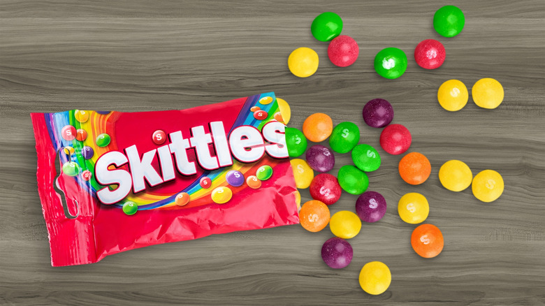 Bag of opened Skittles