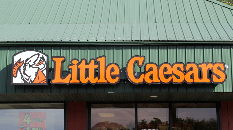 Little Caesars logo on green roof