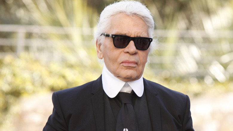 Karl Lagerfeld posing
