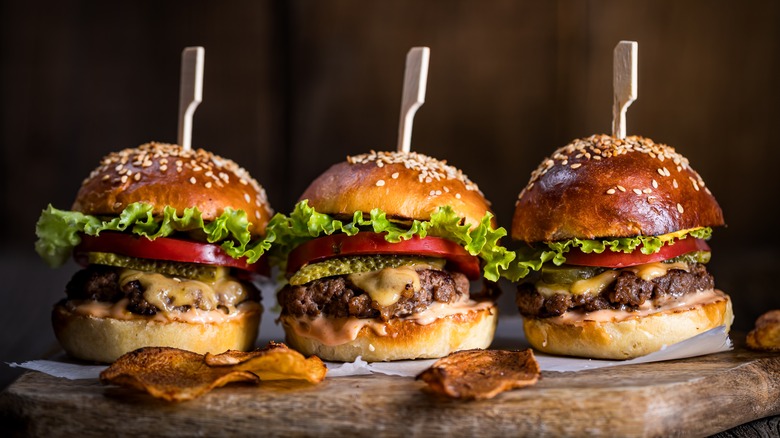 three burger sliders