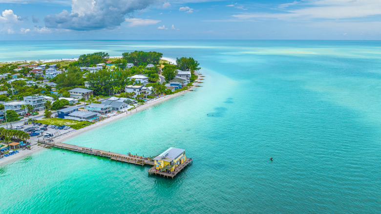 Aerial shot of Anna Maria island pier