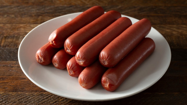 Hot dogs on a plate