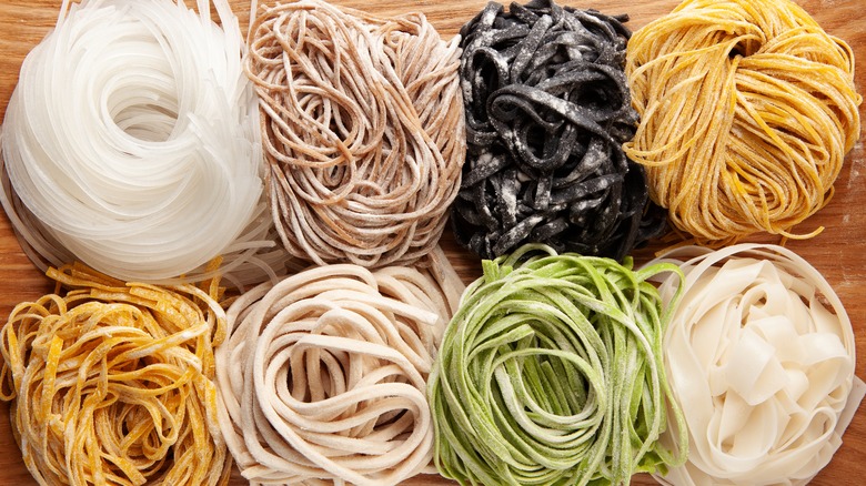 different types of fresh made noodles