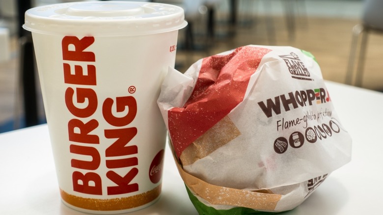 White Burger King wrapper and drink