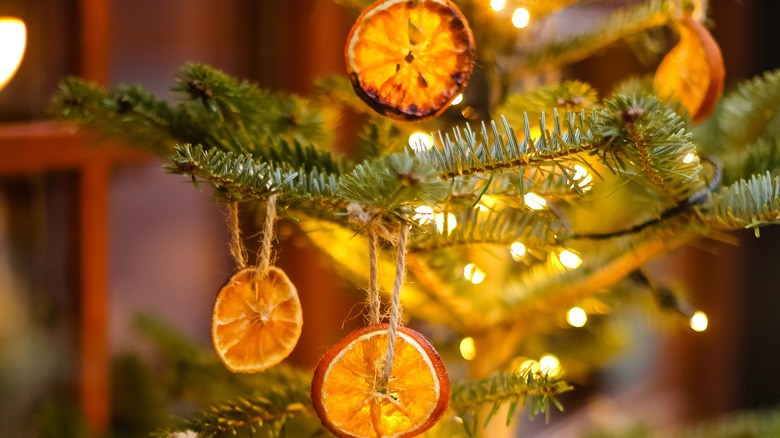 Christmas tree with dried oranges