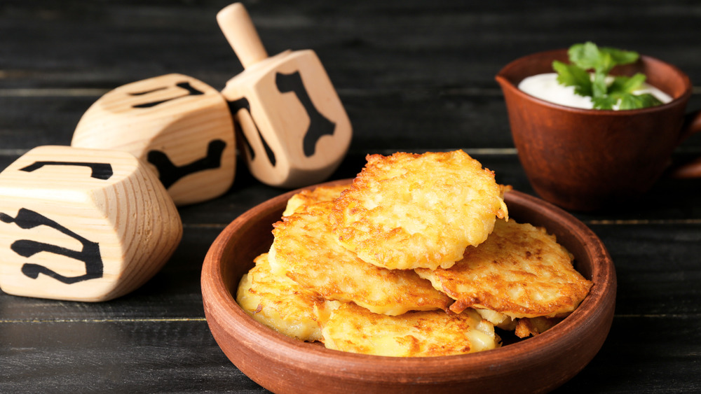 Crispy latkes and dreidel