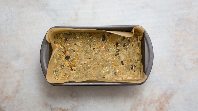 unbaked lentil loaf on table