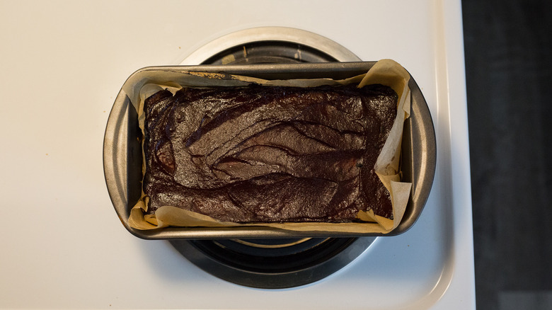 meatloaf in pan on stove