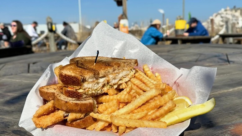 grouper Reuben sandwich at Barnacle Bud's