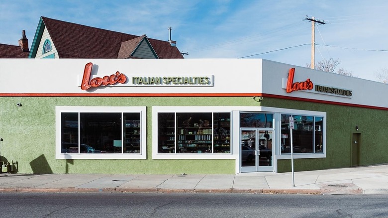 Exterior of Lou's Italian Specialties under blue sky