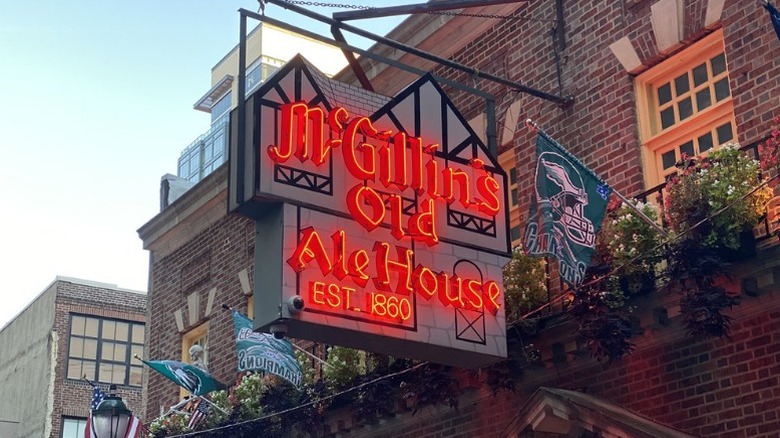 Red glowing McGillin's sign