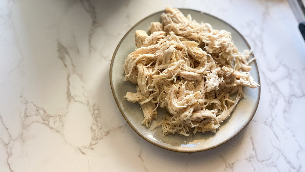 Instant Pot shredded chicken on plate