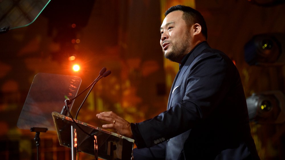 David Chang speaks at an event