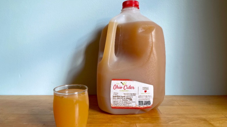 Ohio Cider Company jug and glass